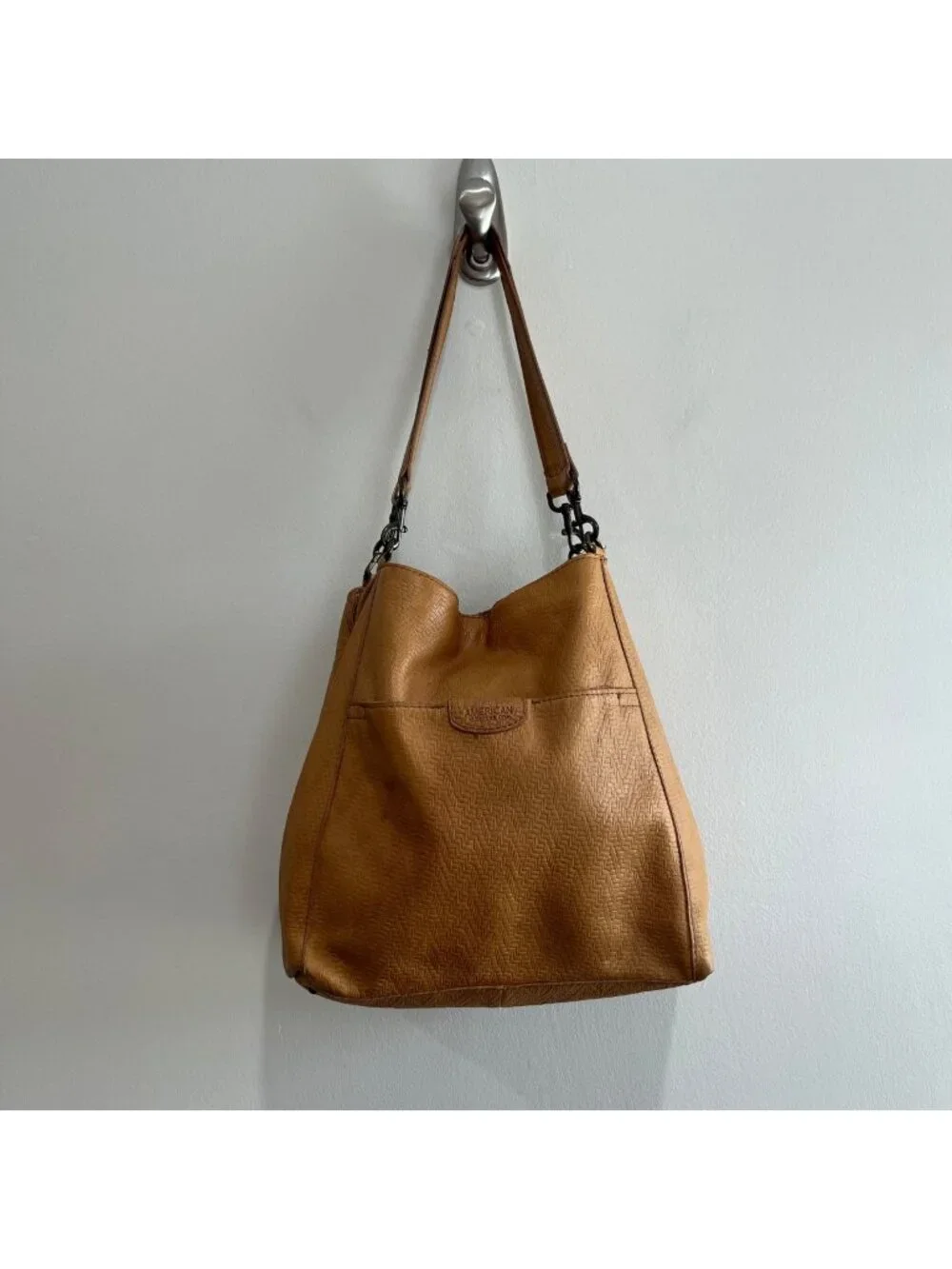 American Leather Co. Austin Triple Entry Hobo Bag Brown Leather